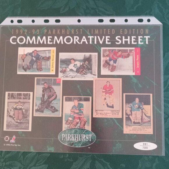 Parkhurst LTD Commemorative Sheet 1992-93 NHL #281/7000 - Picture 1 of 1